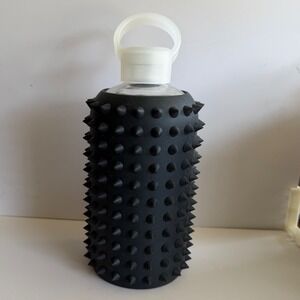 bkr Spiked Jet Glass Water Bottle with Black Silicone Sleeve 1L 32oz